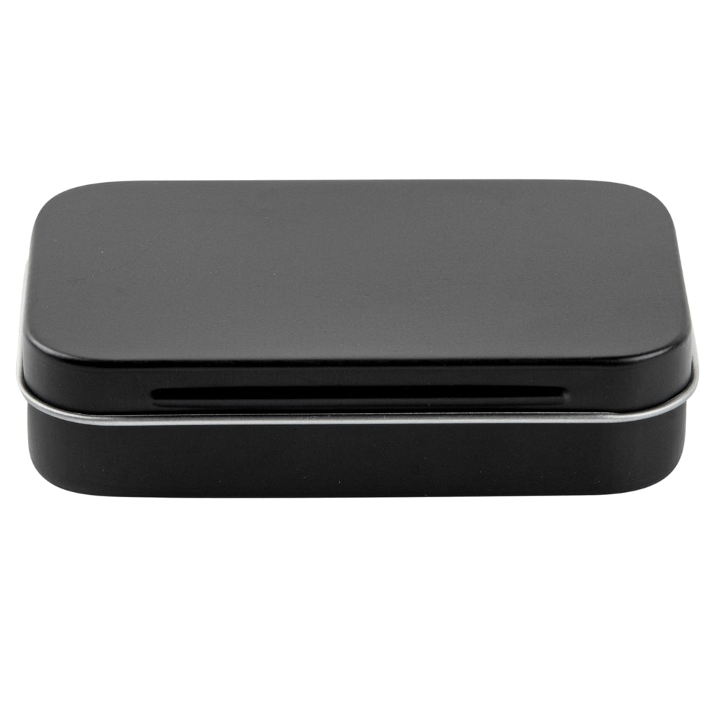 Chef 101 4 oz Rectangle Black Tin Container - with Hinged Lid - 10 count box
