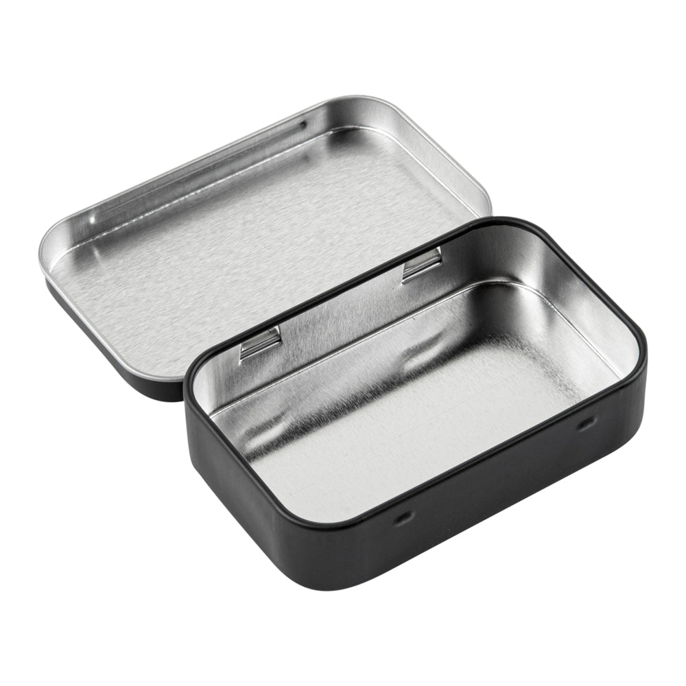 Chef 101 4 oz Rectangle Black Tin Container - with Hinged Lid - 10 count box