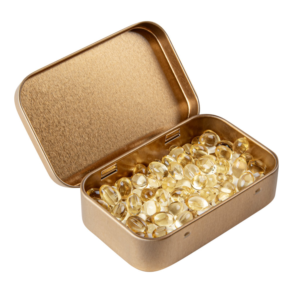 Chef 101 4 oz Rectangle Gold Tin Container - with Hinged Lid - 10 count box