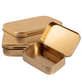 Chef 101 4 oz Rectangle Gold Tin Container - with Hinged Lid - 100 count box