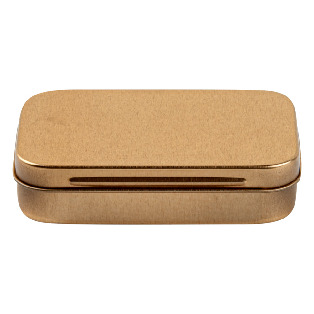 Chef 101 4 oz Rectangle Gold Tin Container - with Hinged Lid - 100 count box