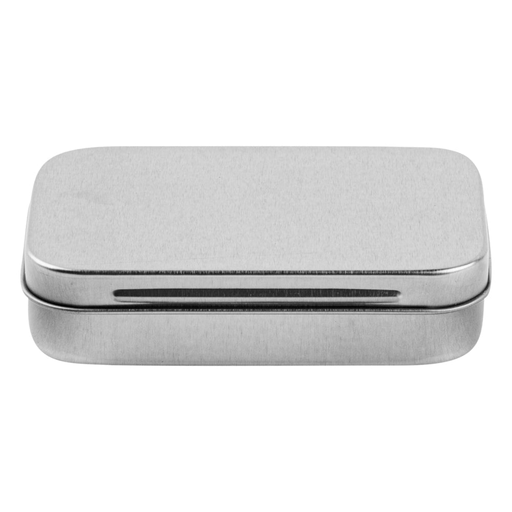 Chef 101 4 oz Rectangle Silver Tin Container - with Hinged Lid- 10 count box