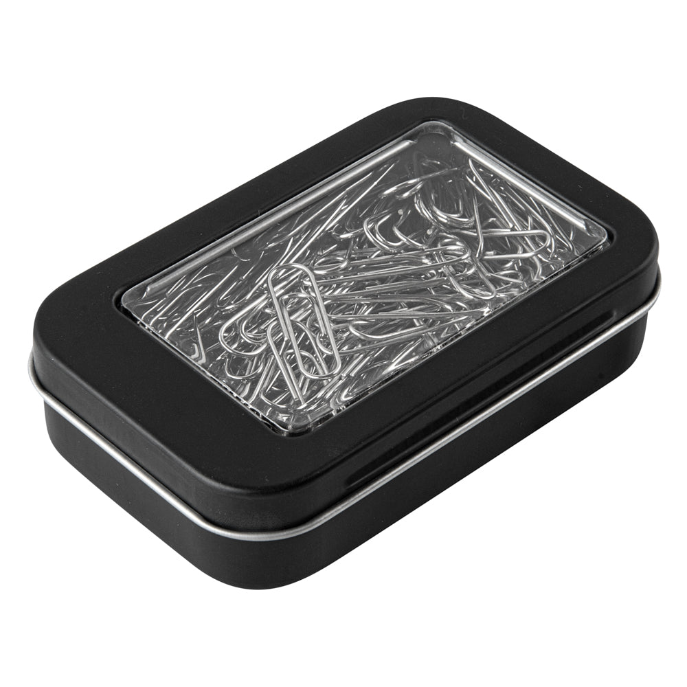 Chef 101 4 oz Rectangle Black Tin Container - with Window Lid - 10 count box