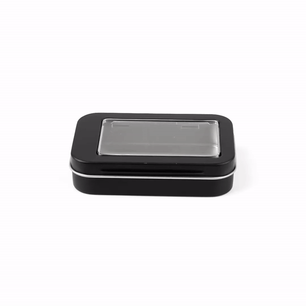 Chef 101 4 oz Rectangle Black Tin Container - with Window Lid - 10 count box