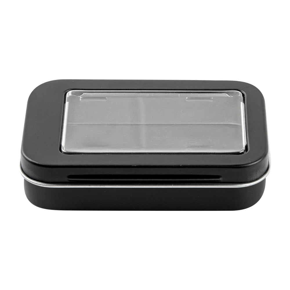 Chef 101 4 oz Rectangle Black Tin Container - with Window Lid - 10 count box