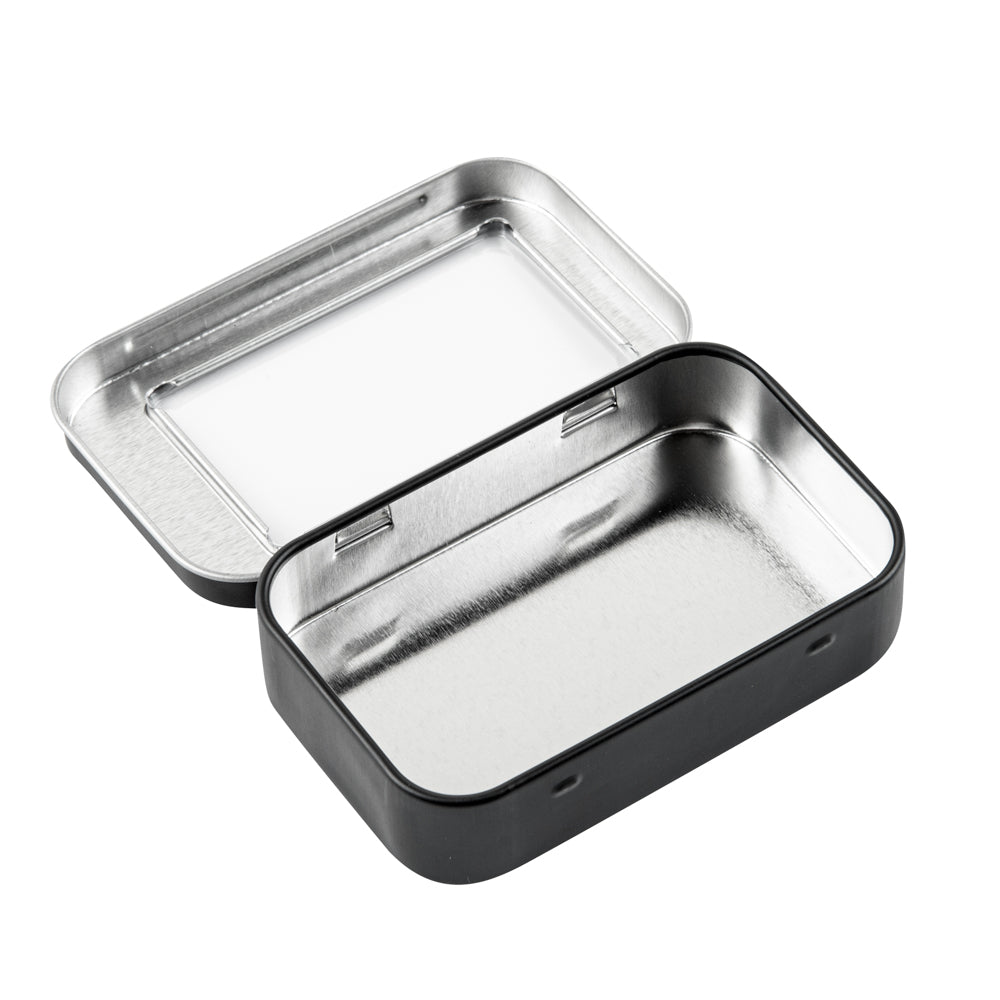 Chef 101 4 oz Rectangle Black Tin Container - with Window Lid - 100 count box