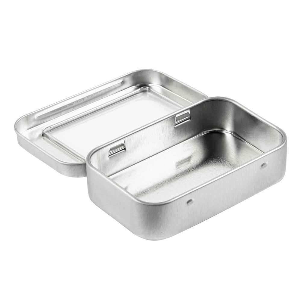 Chef 101 4 oz Rectangle Silver Tin Container - with Window Lid - 10 count box