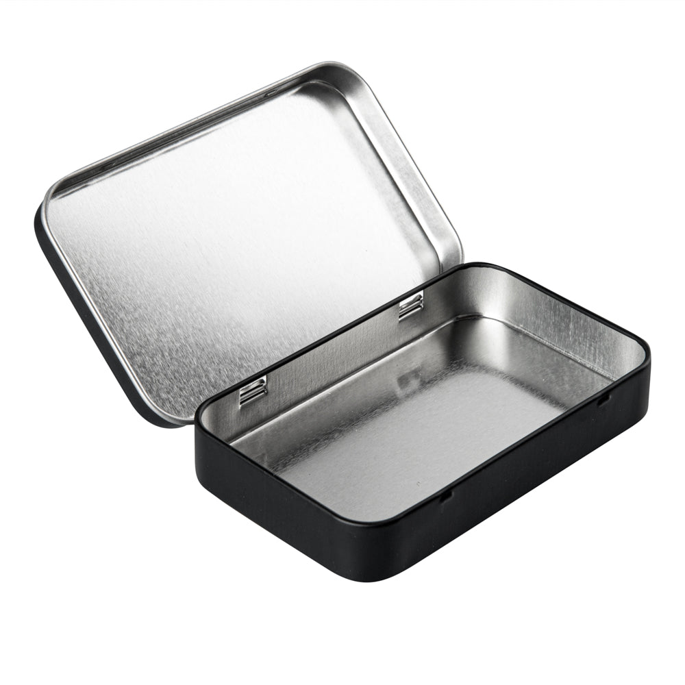 Chef 101 6 oz Rectangle Black Tin Container - with Hinged Lid - 10 count box