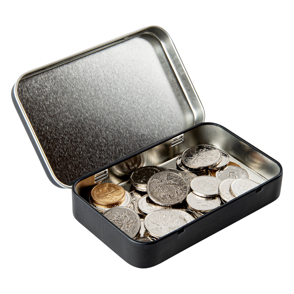 Chef 101 6 oz Rectangle Black Tin Container - with Hinged Lid - 10 count box