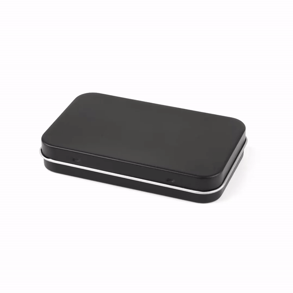 Chef 101 6 oz Rectangle Black Tin Container - with Hinged Lid - 10 count box