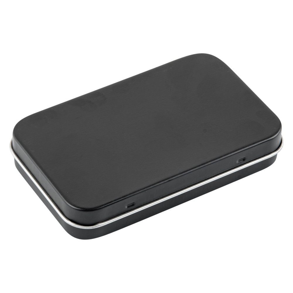 Chef 101 6 oz Rectangle Black Tin Container - with Hinged Lid - 10 count box