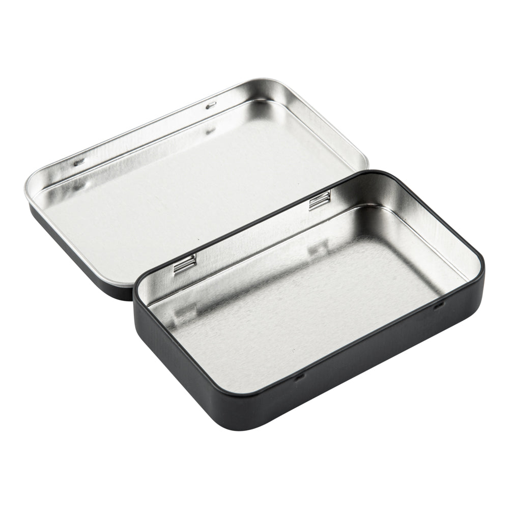 Chef 101 6 oz Rectangle Black Tin Container - with Hinged Lid - 10 count box