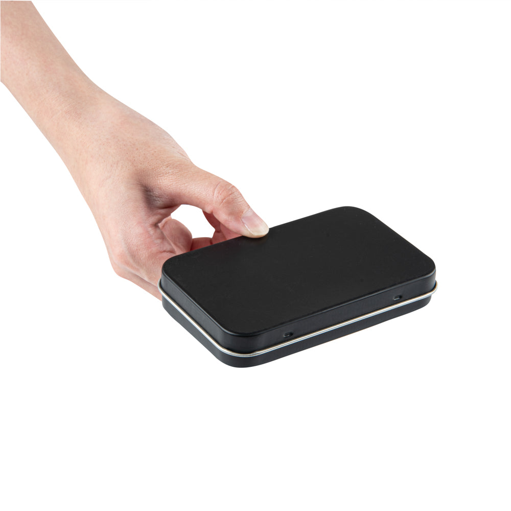 Chef 101 6 oz Rectangle Black Tin Container - with Hinged Lid - 100 count box