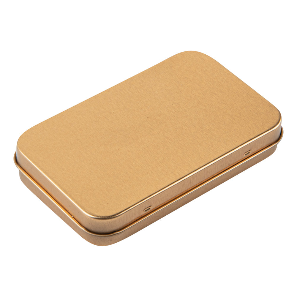 Chef 101 6 oz Rectangle Gold Tin Container - with Hinged Lid - 10 count box