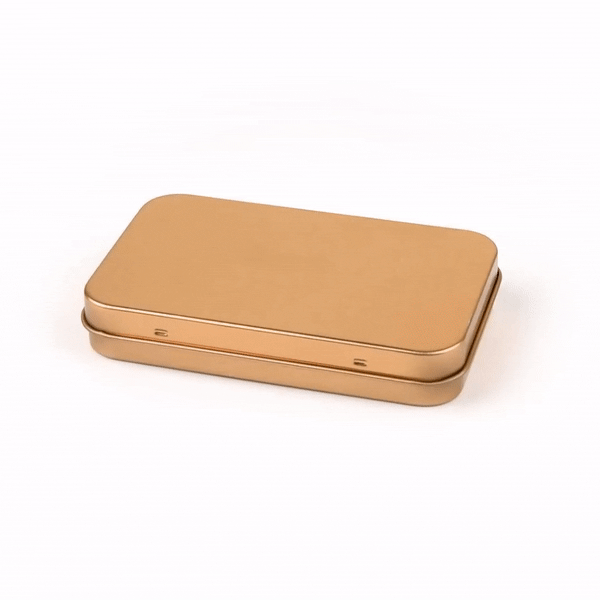 Chef 101 6 oz Rectangle Gold Tin Container - with Hinged Lid - 100 count box