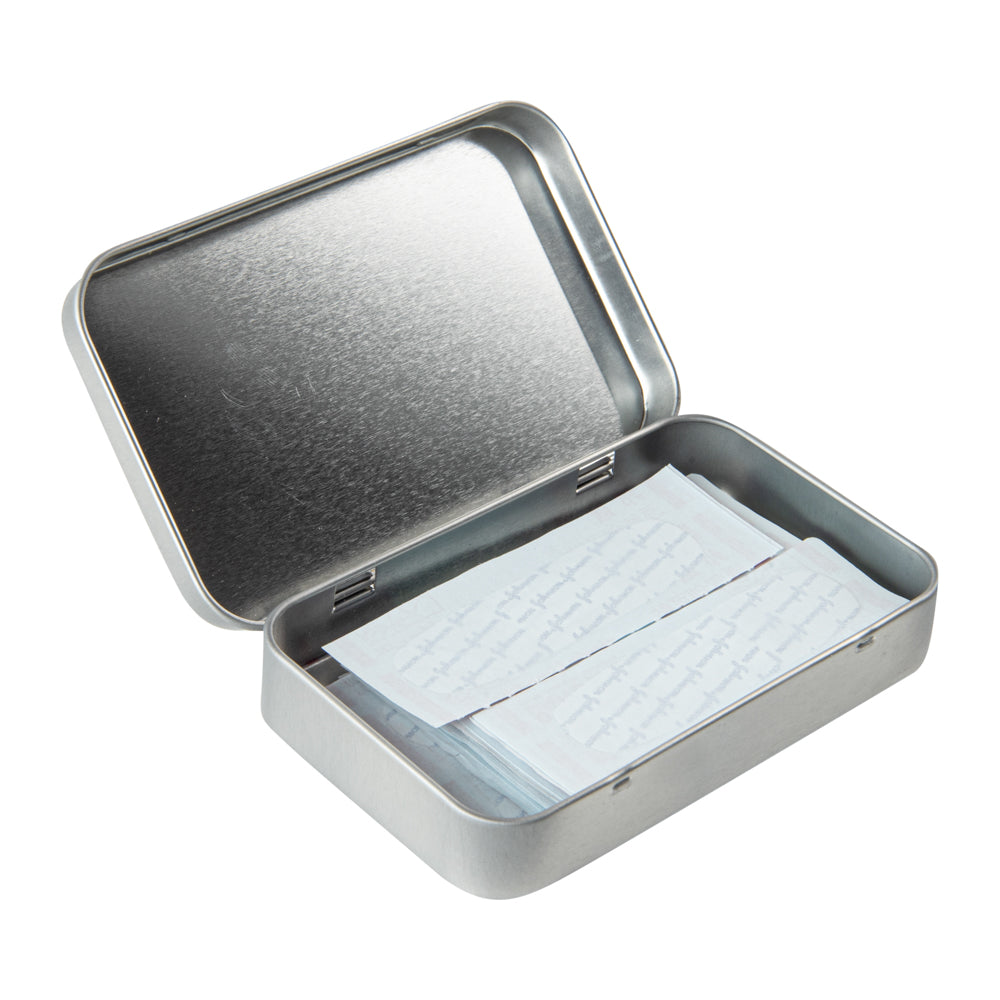 Chef 101 6 oz Rectangle Silver Tin Container - with Hinged Lid - 10 count box