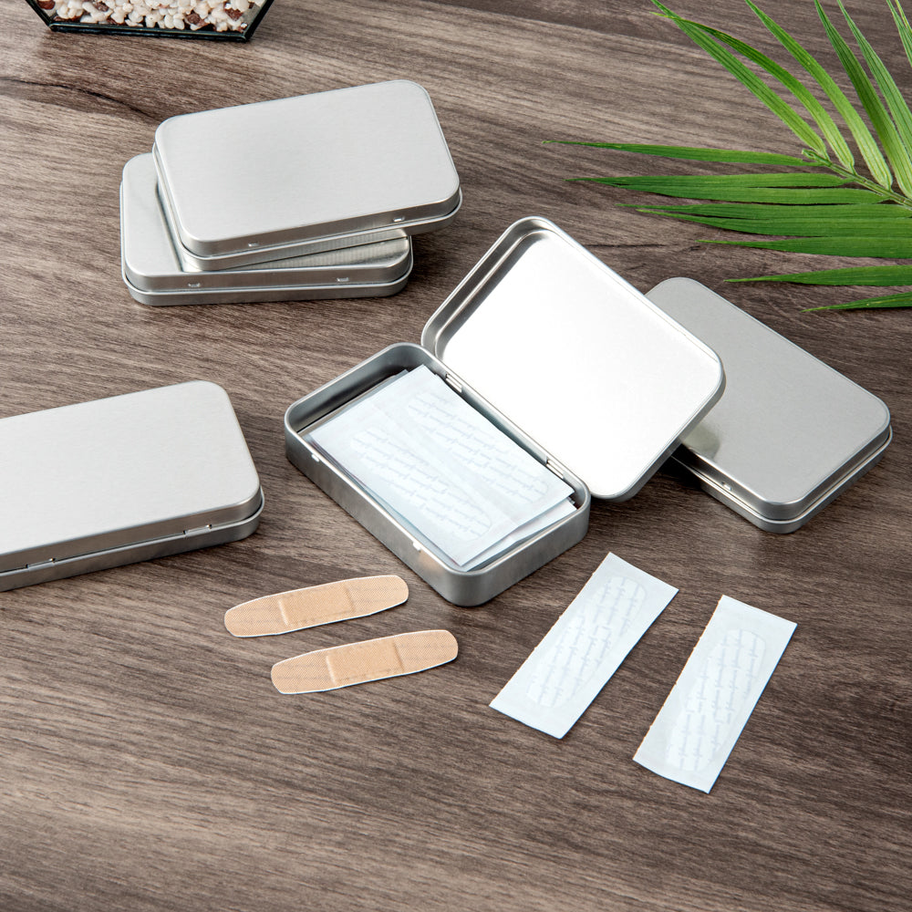 Chef 101 6 oz Rectangle Silver Tin Container - with Hinged Lid - 100 count box
