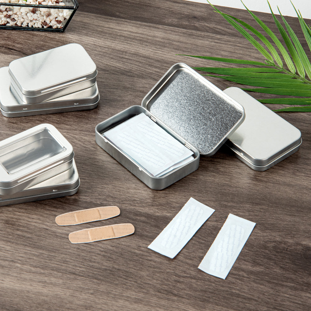 Chef 101 6 oz Rectangle Silver Tin Container - with Hinged Lid - 100 count box