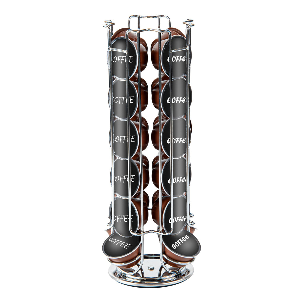 Restpresso Iron Coffee Pod / Capsule Holder - Revolving, Holds 24 Dolce Gusto Pods - 5 1/2" x 5 1/2" x 13" - 1 count box