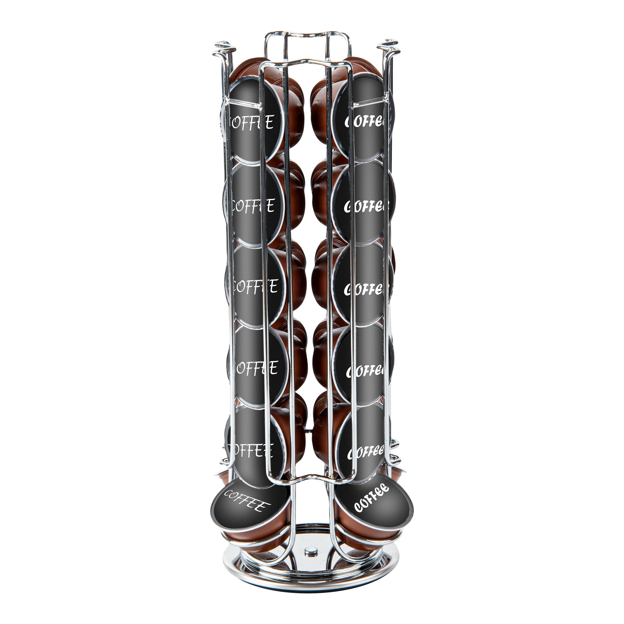 Restpresso Iron Coffee Pod / Capsule Holder - Revolving, Holds 24 Dolce Gusto Pods - 5 1/2" x 5 1/2" x 13" - 1 count box