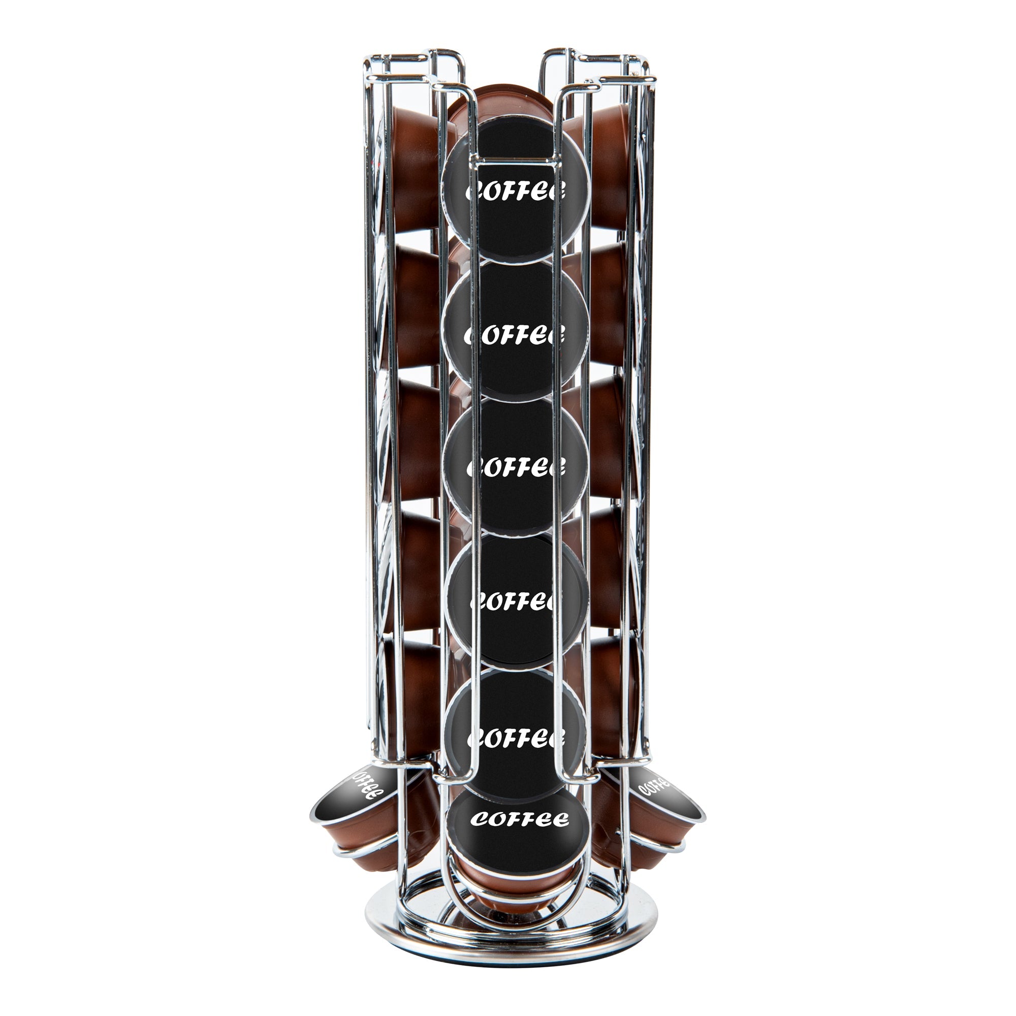 Restpresso Iron Coffee Pod / Capsule Holder - Revolving, Holds 24 Dolce Gusto Pods - 5 1/2" x 5 1/2" x 13" - 1 count box