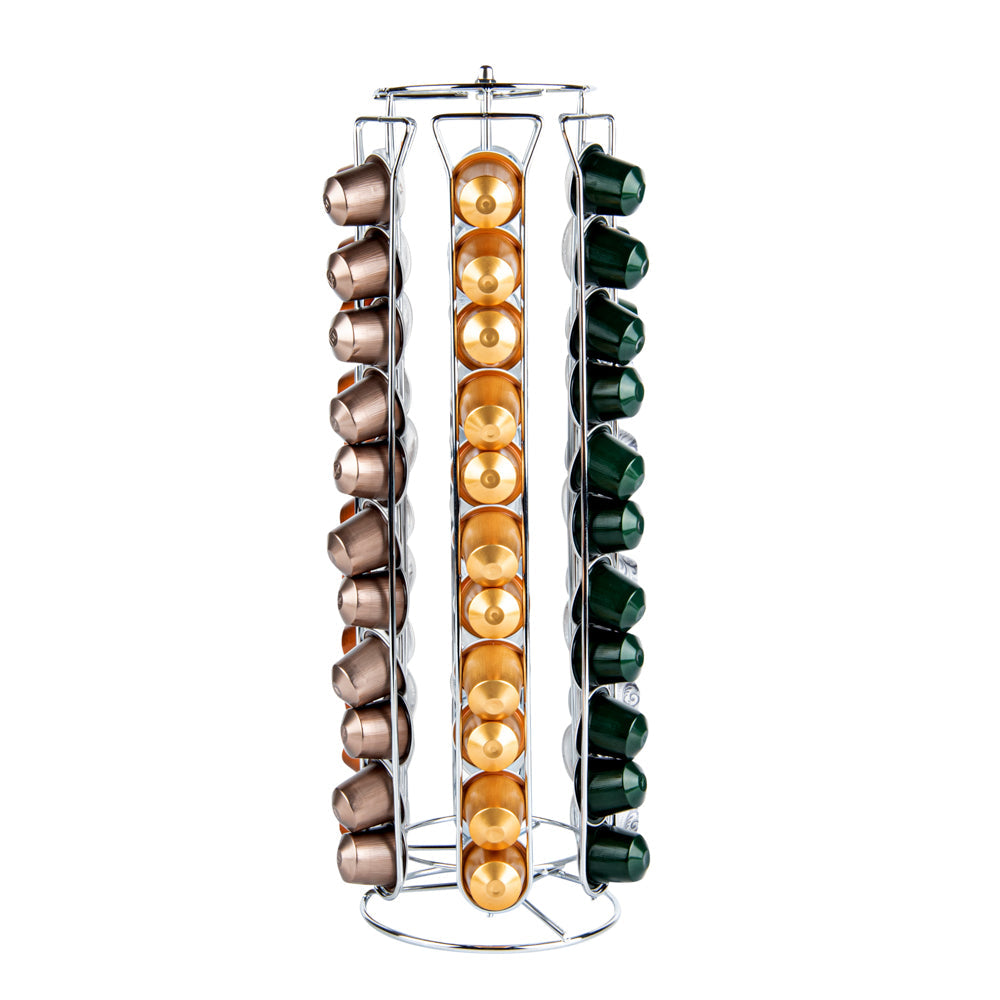 Restpresso Iron Coffee Pod / Capsule Holder - Revolving, Holds 60 Nespresso Capsules - 5" x 5" x 16 1/4" - 1 count box