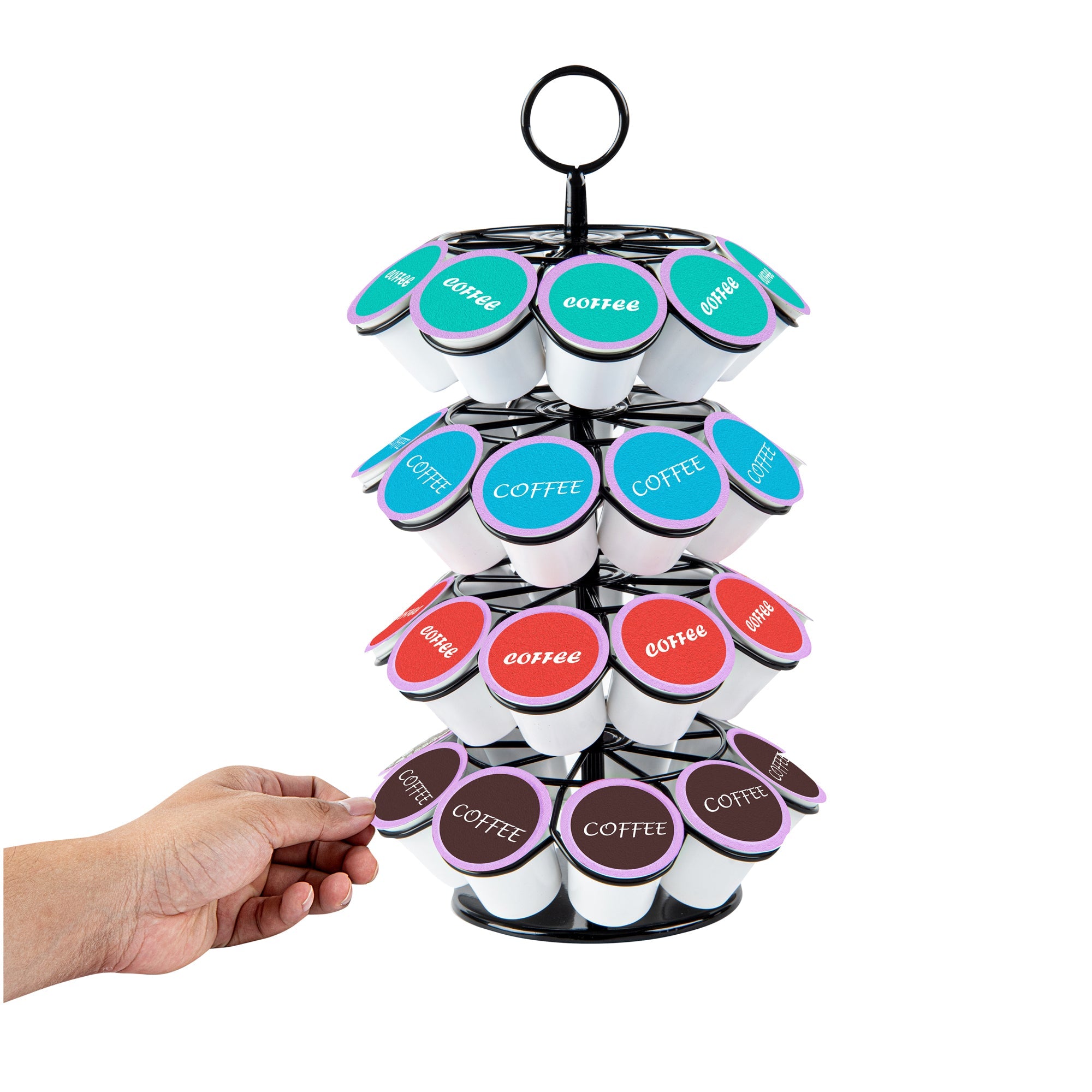 Restpresso Iron Coffee Pod / Capsule Holder - Revolving, Holds 36 K-Cups - 7 3/4" x 7 3/4" x 13 3/4" - 1 count box
