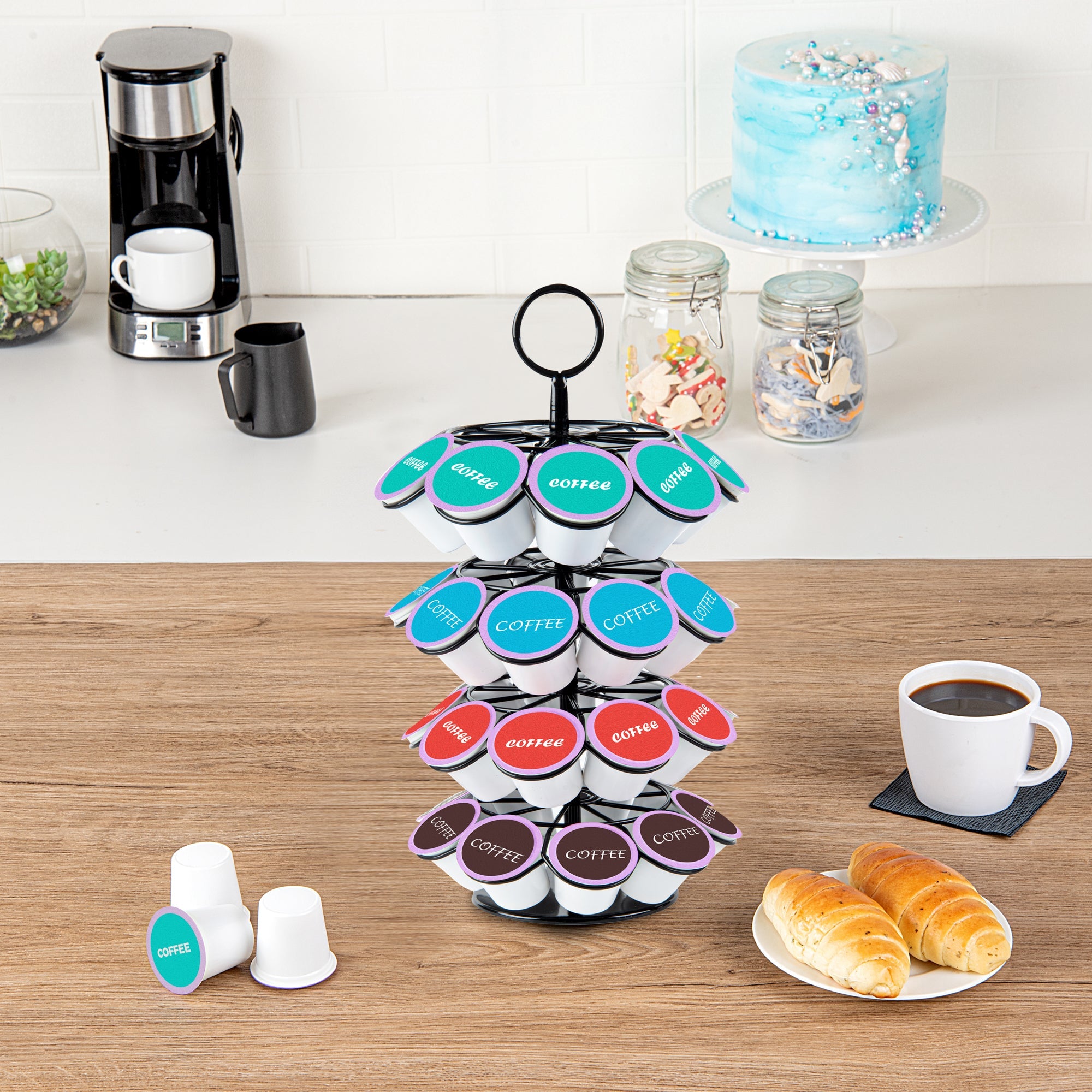 Restpresso Iron Coffee Pod / Capsule Holder - Revolving, Holds 36 K-Cups - 7 3/4" x 7 3/4" x 13 3/4" - 1 count box