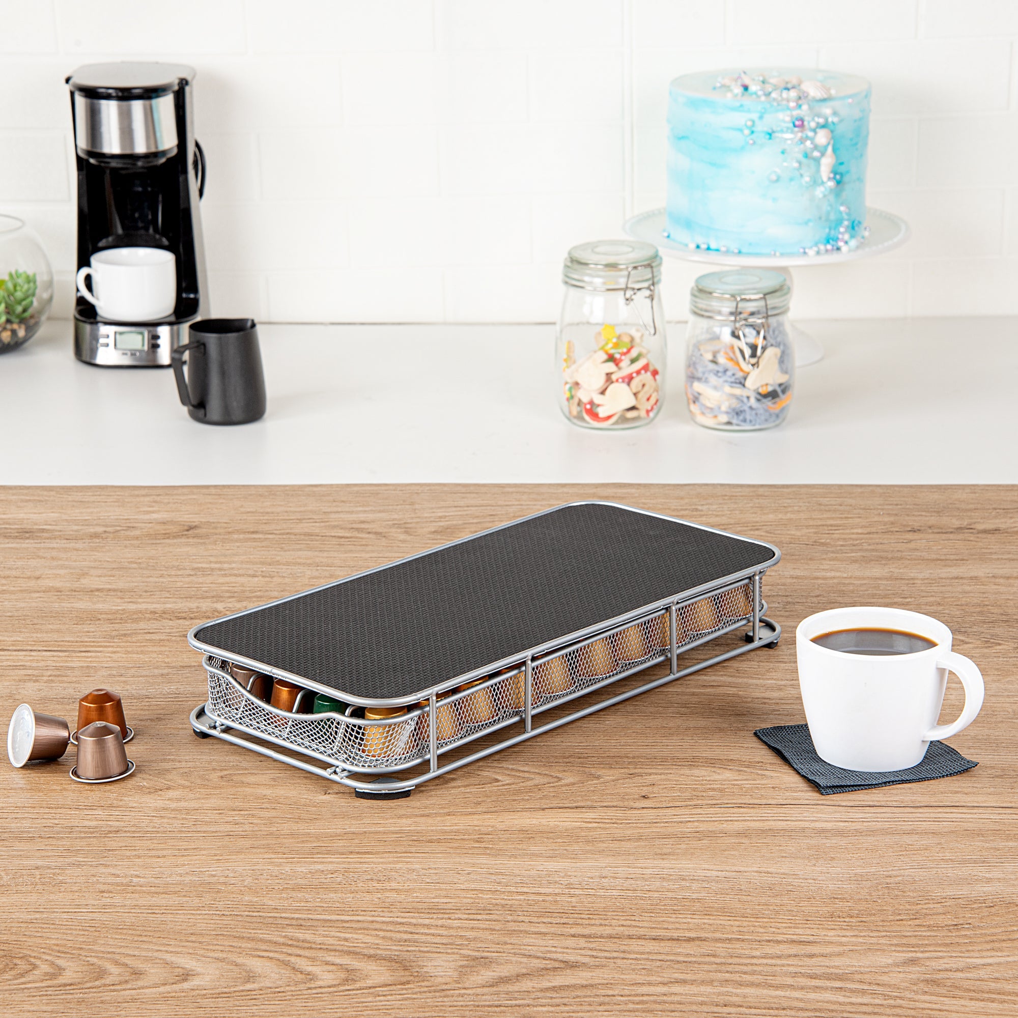 Restpresso Iron Coffee Pod / Capsule Storage Drawer - Holds 40 Nespresso Capsules - 14 3/4" x 7 1/4" x 2 1/2" - 1 count box