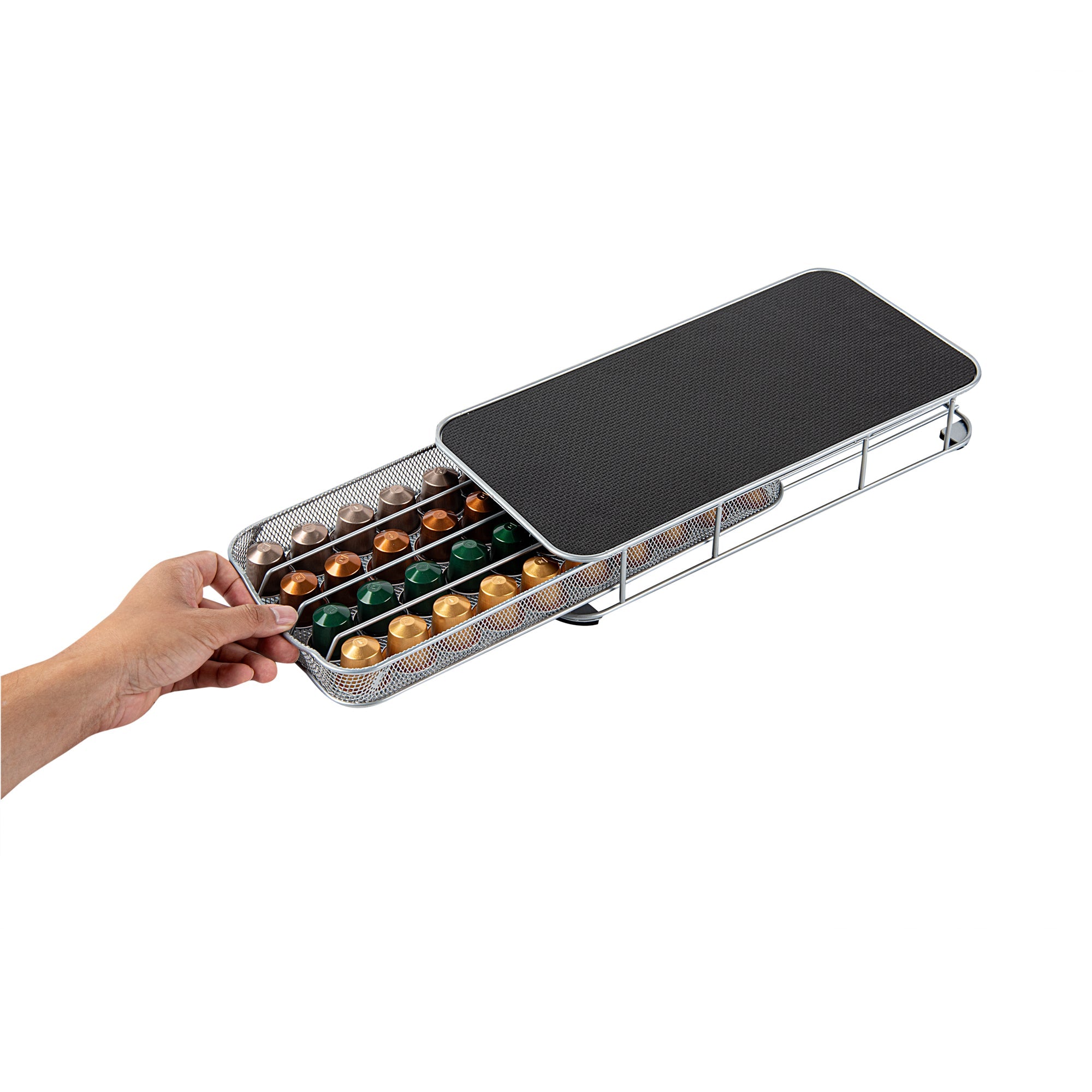 Restpresso Iron Coffee Pod / Capsule Storage Drawer - Holds 40 Nespresso Capsules - 14 3/4" x 7 1/4" x 2 1/2" - 1 count box