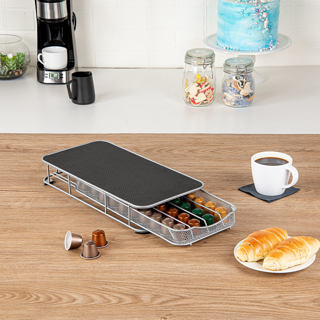 Restpresso Iron Coffee Pod / Capsule Storage Drawer - Holds 40 Nespresso Capsules - 14 3/4" x 7 1/4" x 2 1/2" - 1 count box