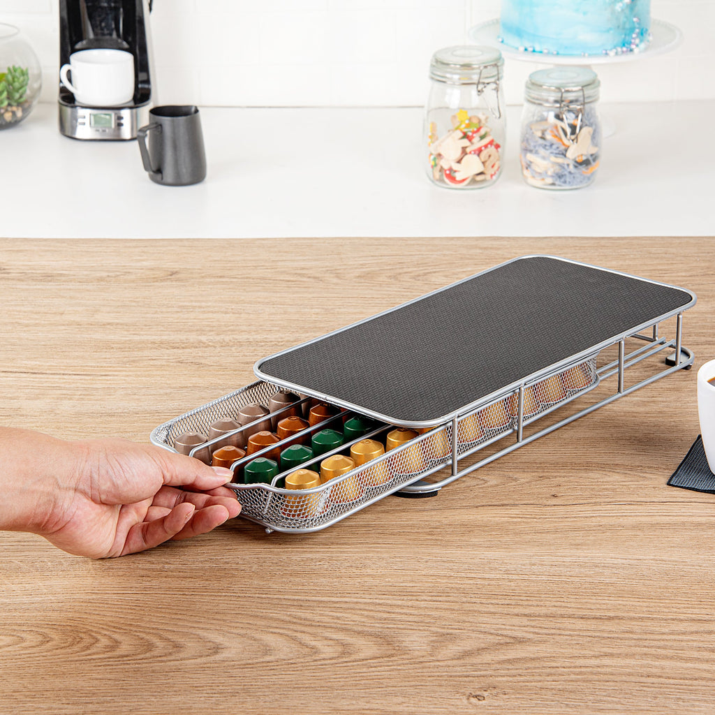 Restpresso Iron Coffee Pod / Capsule Storage Drawer - Holds 40 Nespresso Capsules - 14 3/4" x 7 1/4" x 2 1/2" - 1 count box