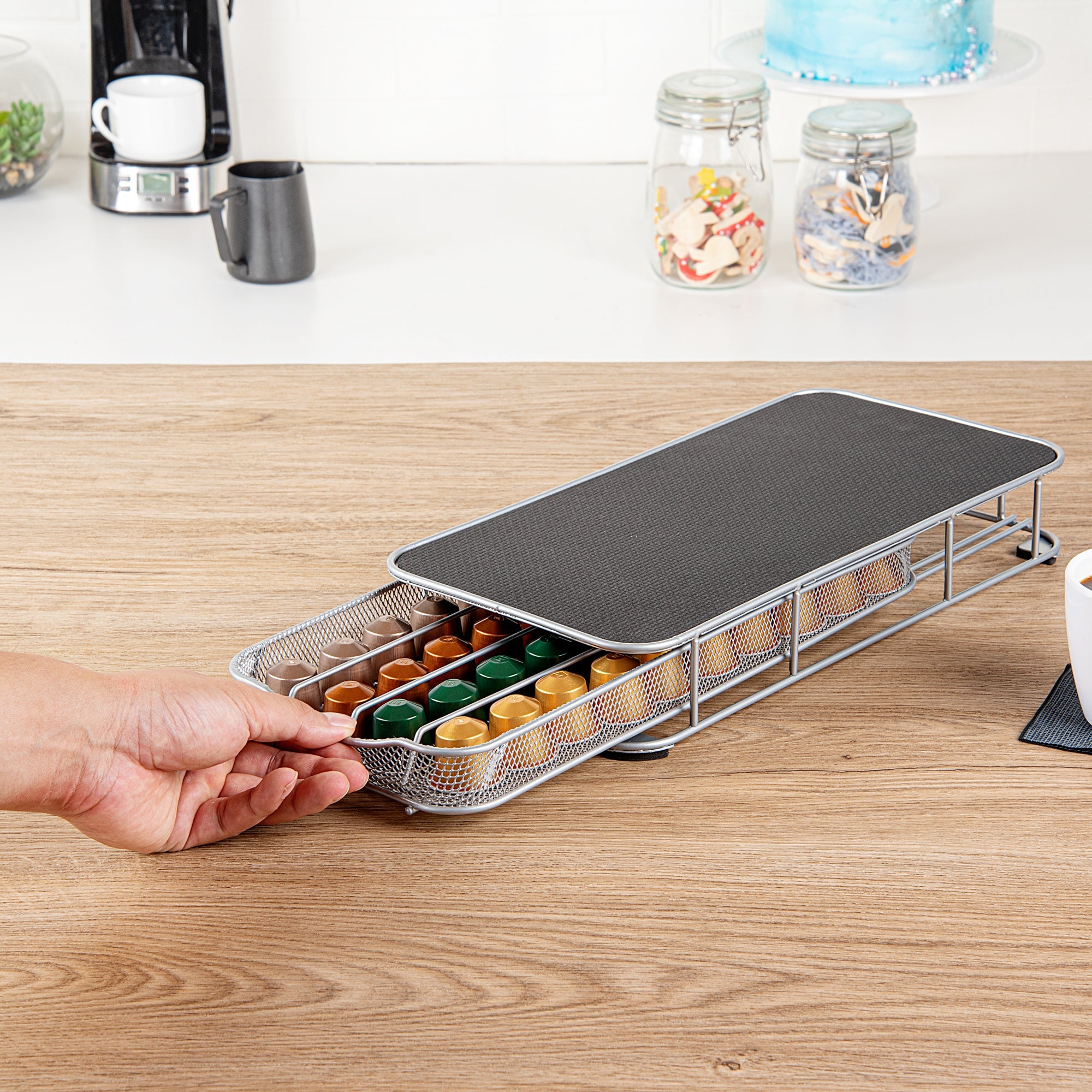 Restpresso Iron Coffee Pod / Capsule Storage Drawer - Holds 40 Nespresso Capsules - 14 3/4" x 7 1/4" x 2 1/2" - 1 count box