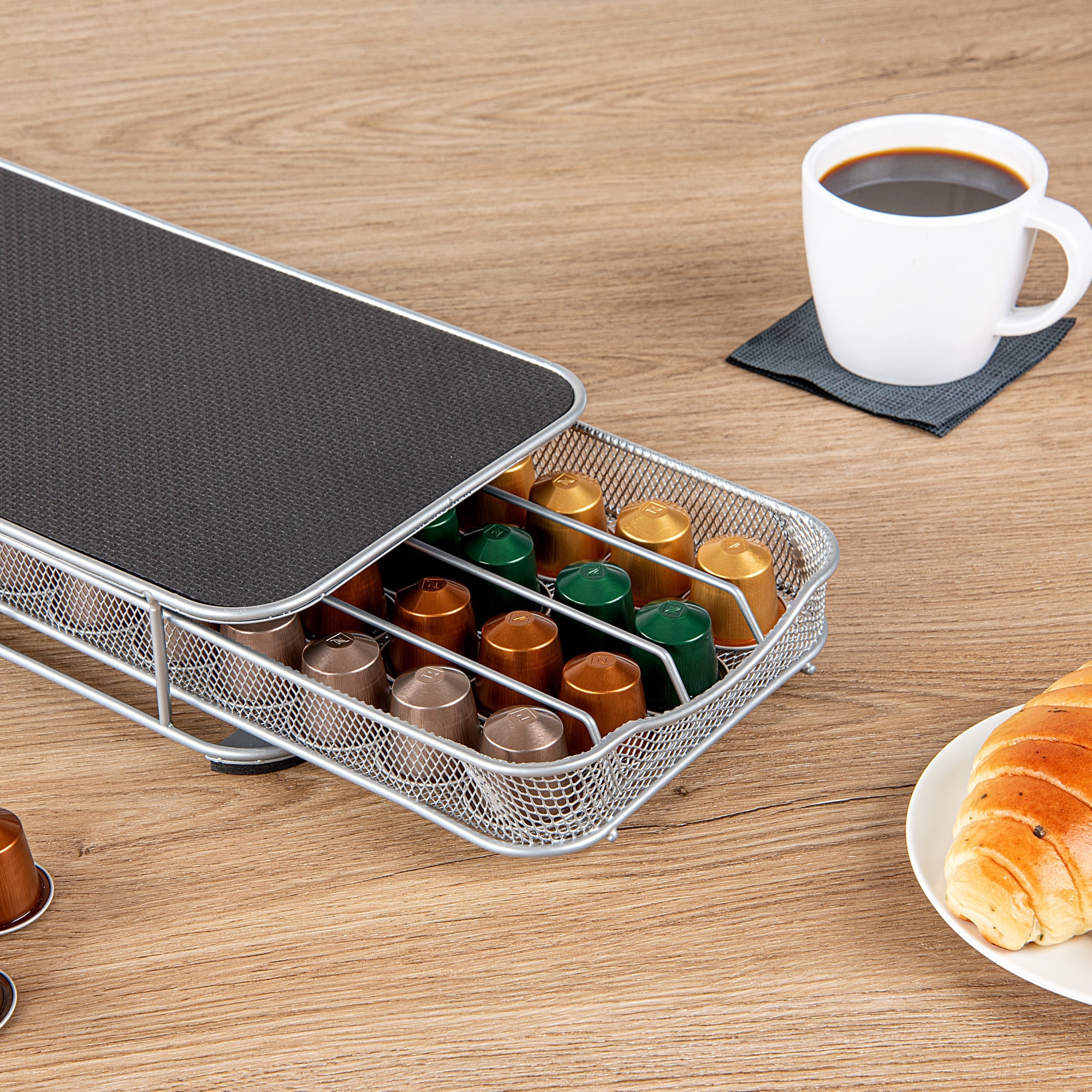 Restpresso Iron Coffee Pod / Capsule Storage Drawer - Holds 40 Nespresso Capsules - 14 3/4" x 7 1/4" x 2 1/2" - 1 count box