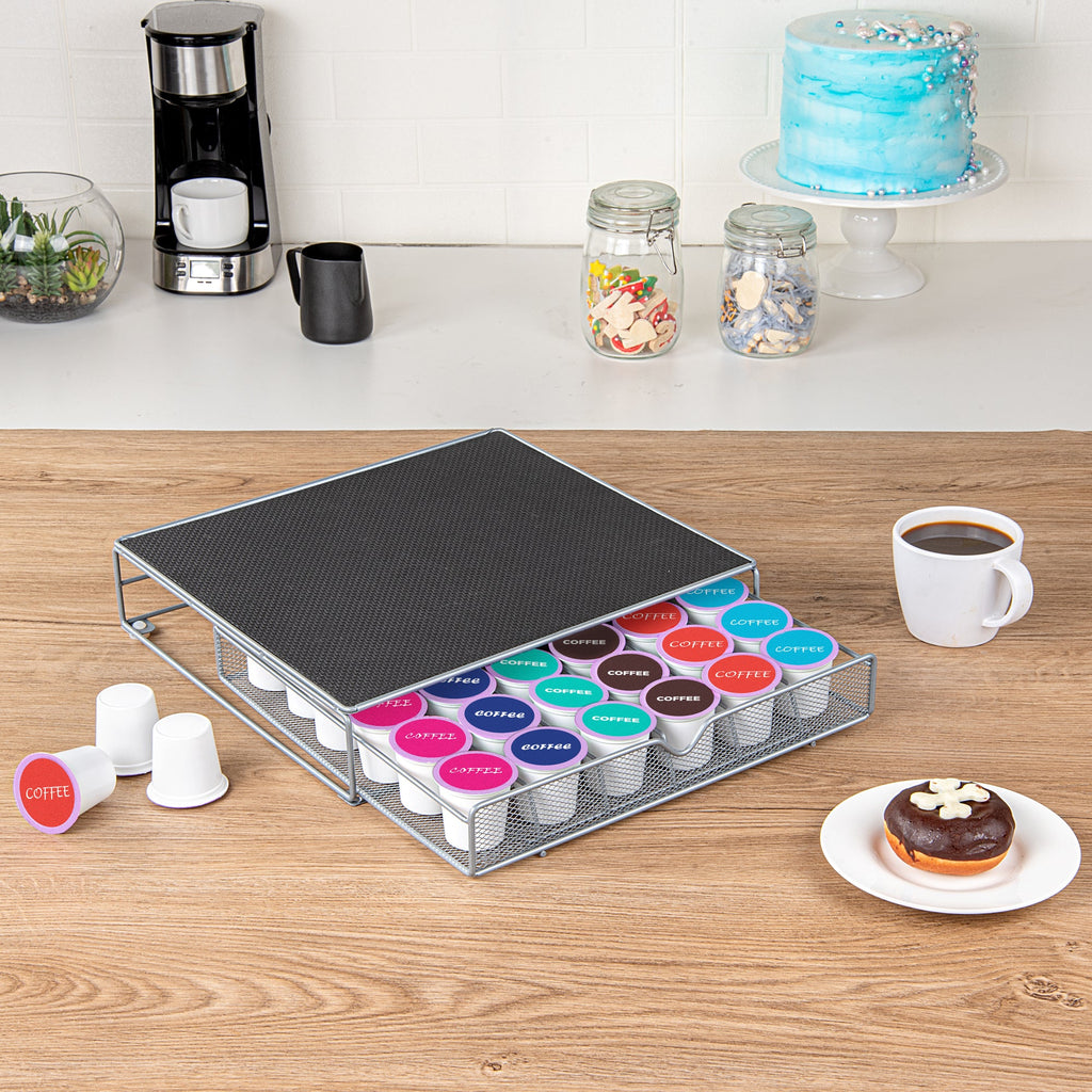 Restpresso Iron Coffee Pod / Capsule Storage Drawer - Holds 36 K-Cups - 13" x 12 1/4" x 3" - 1 count box