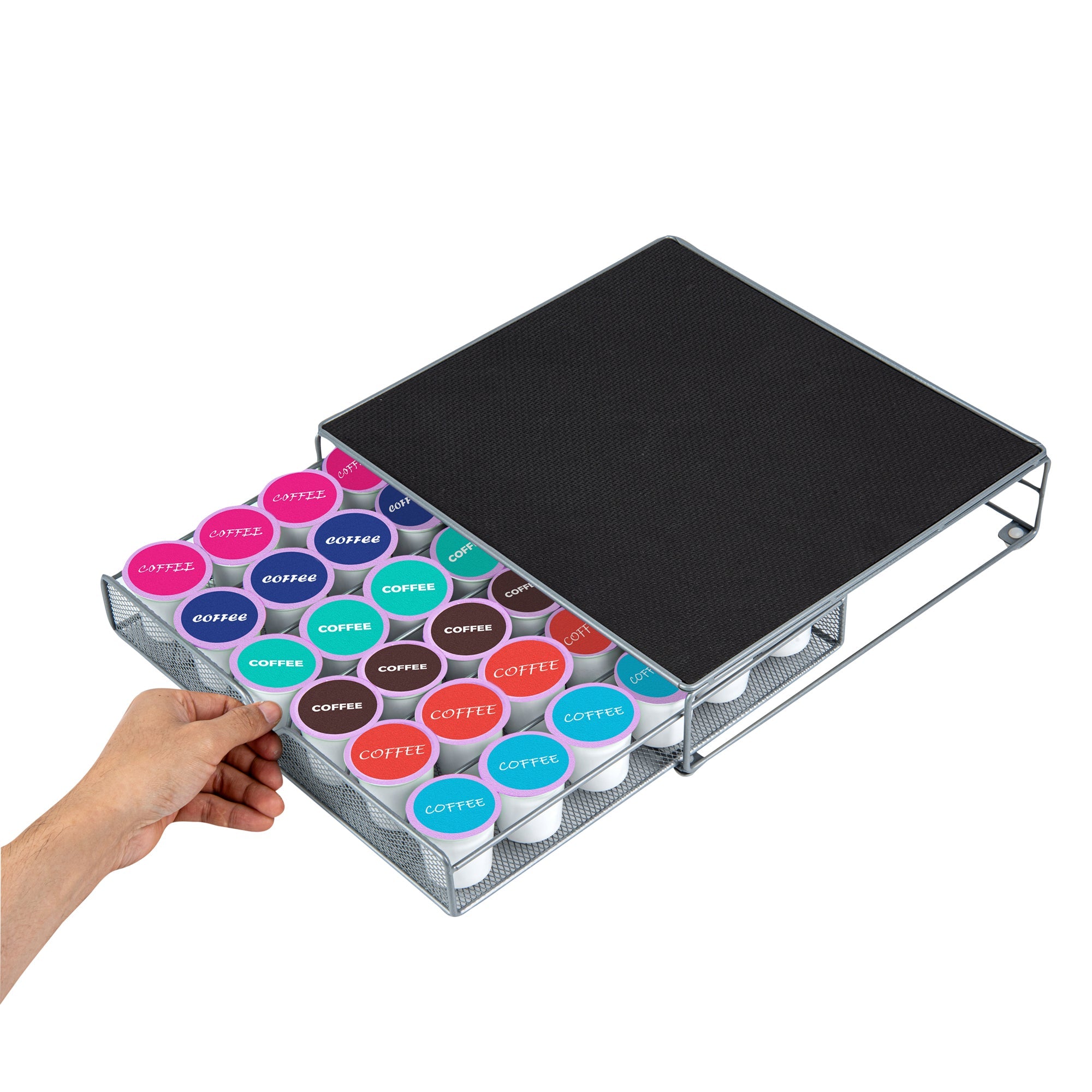 Restpresso Iron Coffee Pod / Capsule Storage Drawer - Holds 36 K-Cups - 13" x 12 1/4" x 3" - 1 count box