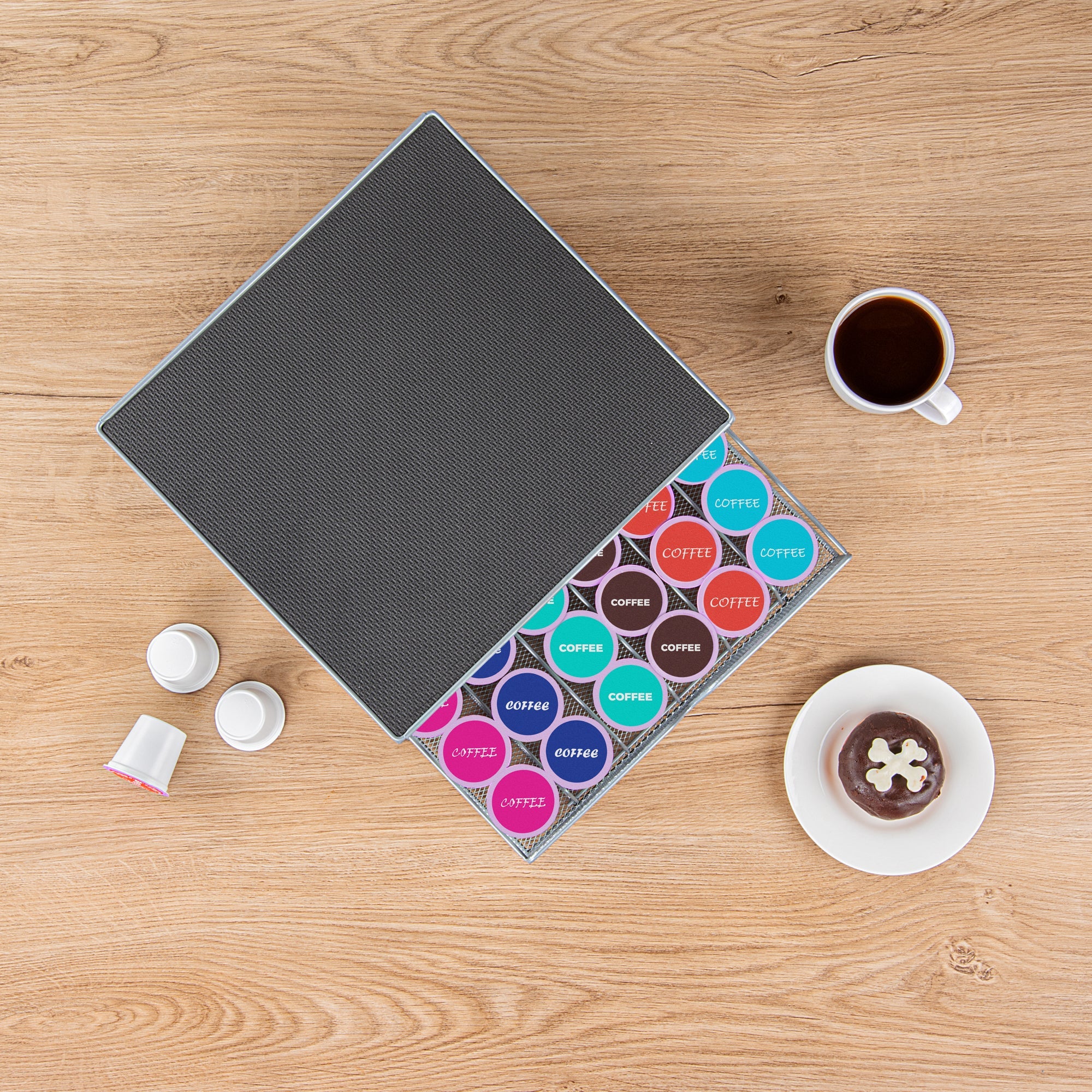 Restpresso Iron Coffee Pod / Capsule Storage Drawer - Holds 36 K-Cups - 13" x 12 1/4" x 3" - 1 count box