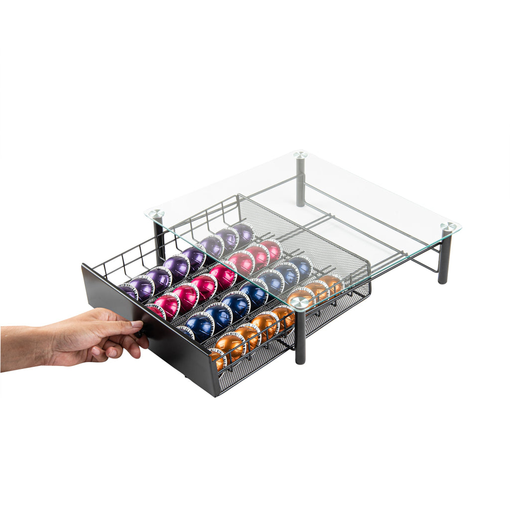 Restpresso Iron Coffee Pod / Capsule Storage Drawer - Holds 36 Nespresso Vertuo Capsules - 15 1/2" x 14" x 4 1/4" - 1 count box