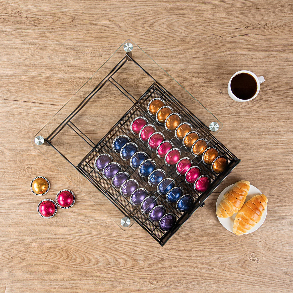 Restpresso Iron Coffee Pod / Capsule Storage Drawer - Holds 36 Nespresso Vertuo Capsules - 15 1/2" x 14" x 4 1/4" - 1 count box