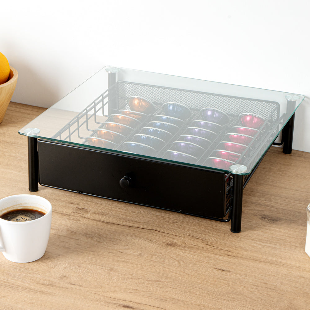 Restpresso Iron Coffee Pod / Capsule Storage Drawer - Holds 36 Nespresso Vertuo Capsules - 15 1/2" x 14" x 4 1/4" - 1 count box