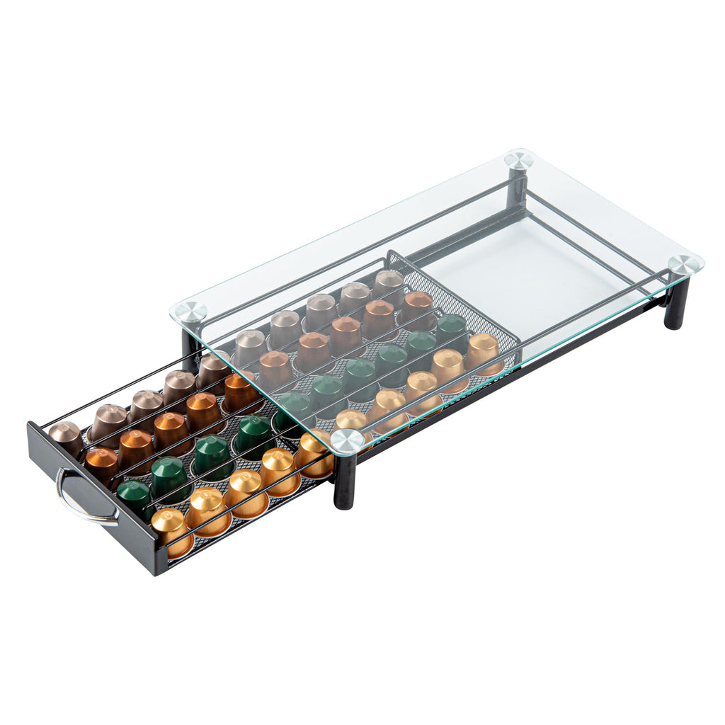 Restpresso Iron Coffee Pod / Capsule Storage Drawer - Holds 40 Nespresso Capsules - 16" x 9 1/4" x 2 3/4" - 1 count box