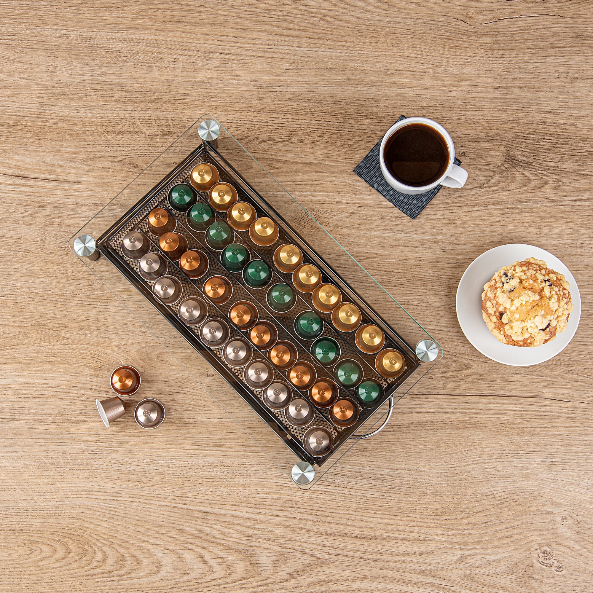 Restpresso Iron Coffee Pod / Capsule Storage Drawer - Holds 40 Nespresso Capsules - 16" x 9 1/4" x 2 3/4" - 1 count box