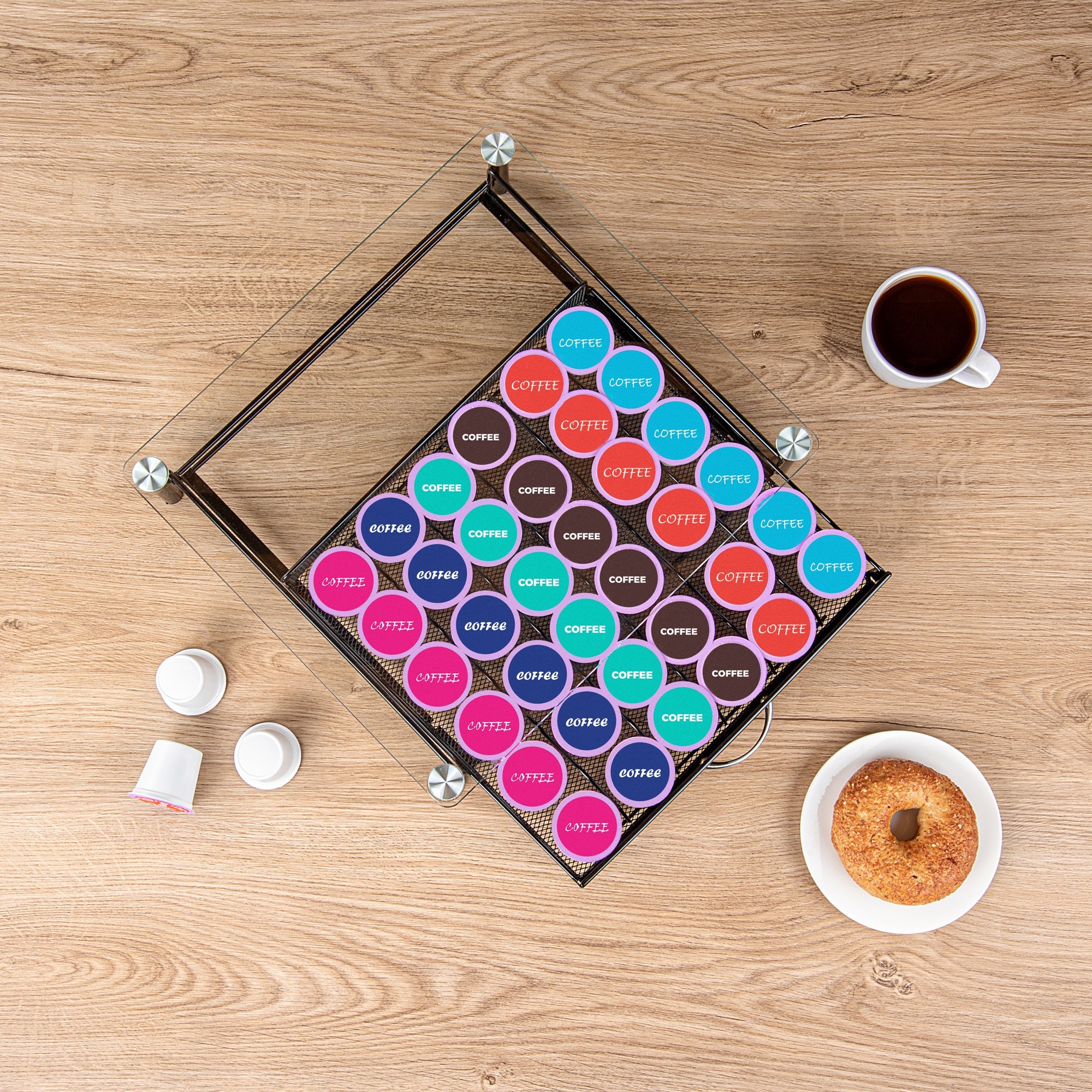 Restpresso Iron Coffee Pod / Capsule Storage Drawer - Holds 36 K-Cups - 15 1/4" x 13 1/2" x 3 1/4" - 1 count box