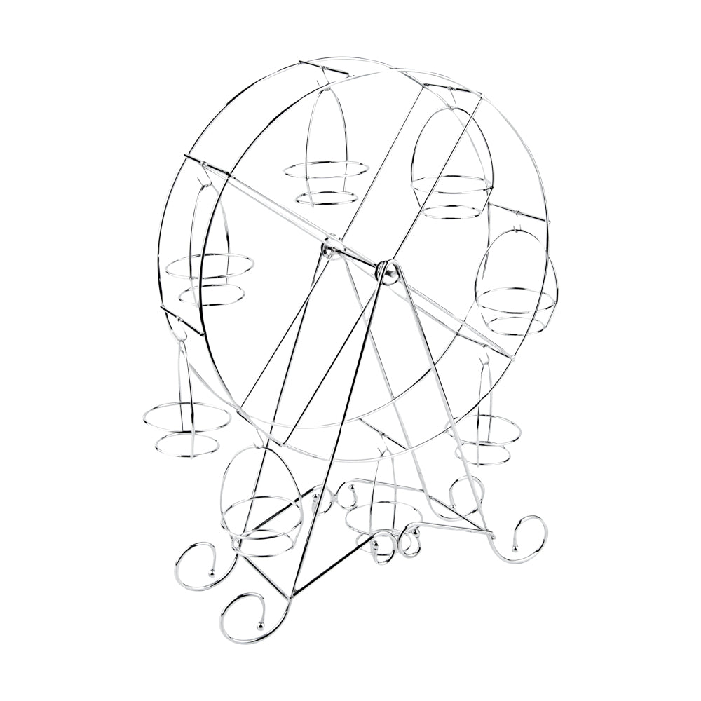 Pastry Tek Iron Ferris Wheel Cupcake Stand - Holds 8 Cupcakes - 12 1/4" x 4" x 17 1/4" - 1 count box