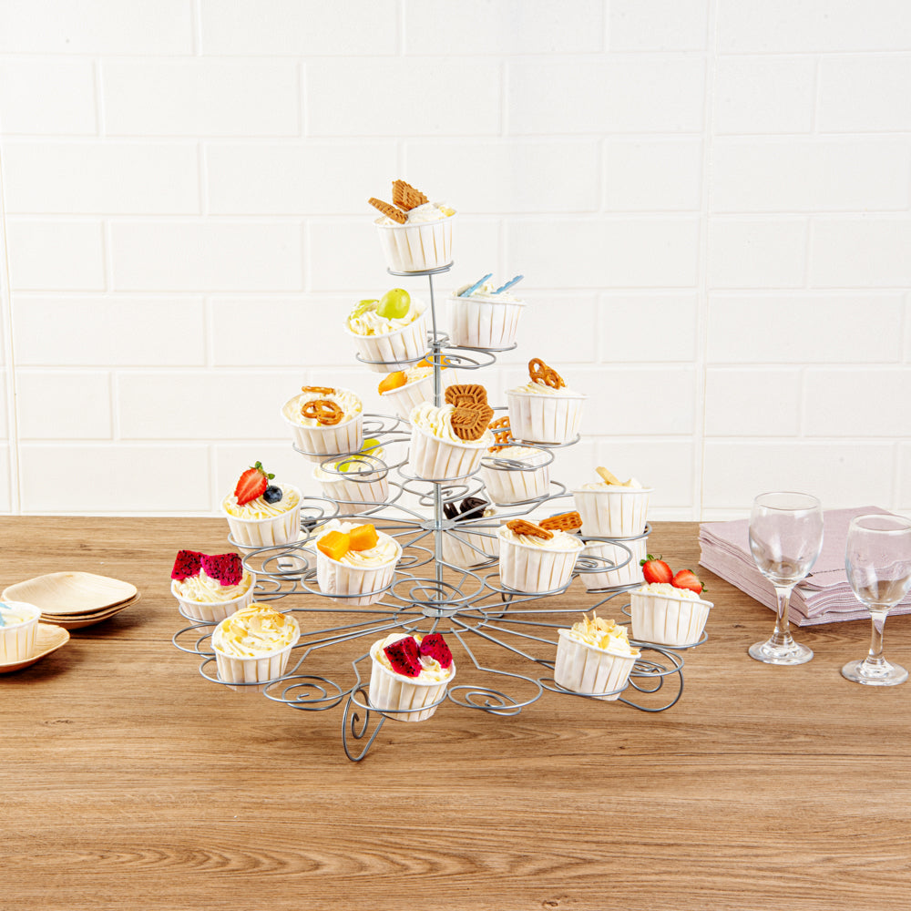 Pastry Tek Iron Cupcake Stand - 4-Tier, Holds 41 Cupcakes - 17 3/4" x 17 3/4" x 14 1/4" - 1 count box