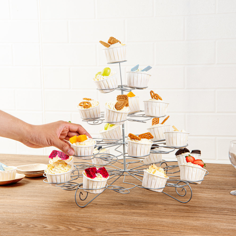 Pastry Tek Iron Cupcake Stand - 4-Tier, Holds 41 Cupcakes - 17 3/4" x 17 3/4" x 14 1/4" - 1 count box