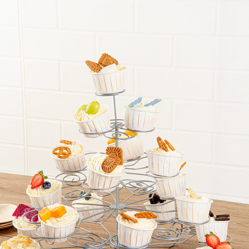Pastry Tek Iron Cupcake Stand - 4-Tier, Holds 41 Cupcakes - 17 3/4" x 17 3/4" x 14 1/4" - 1 count box