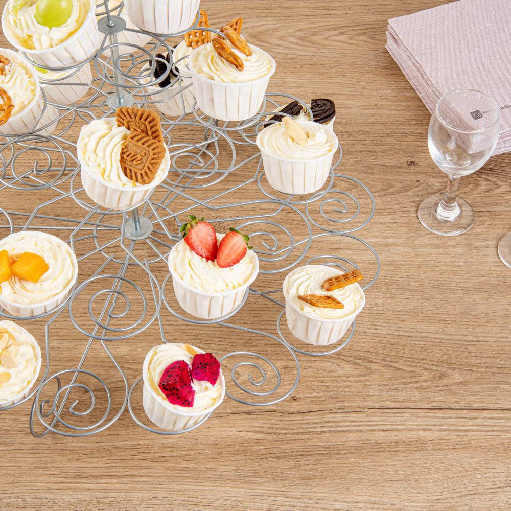 Pastry Tek Iron Cupcake Stand - 4-Tier, Holds 41 Cupcakes - 17 3/4" x 17 3/4" x 14 1/4" - 1 count box