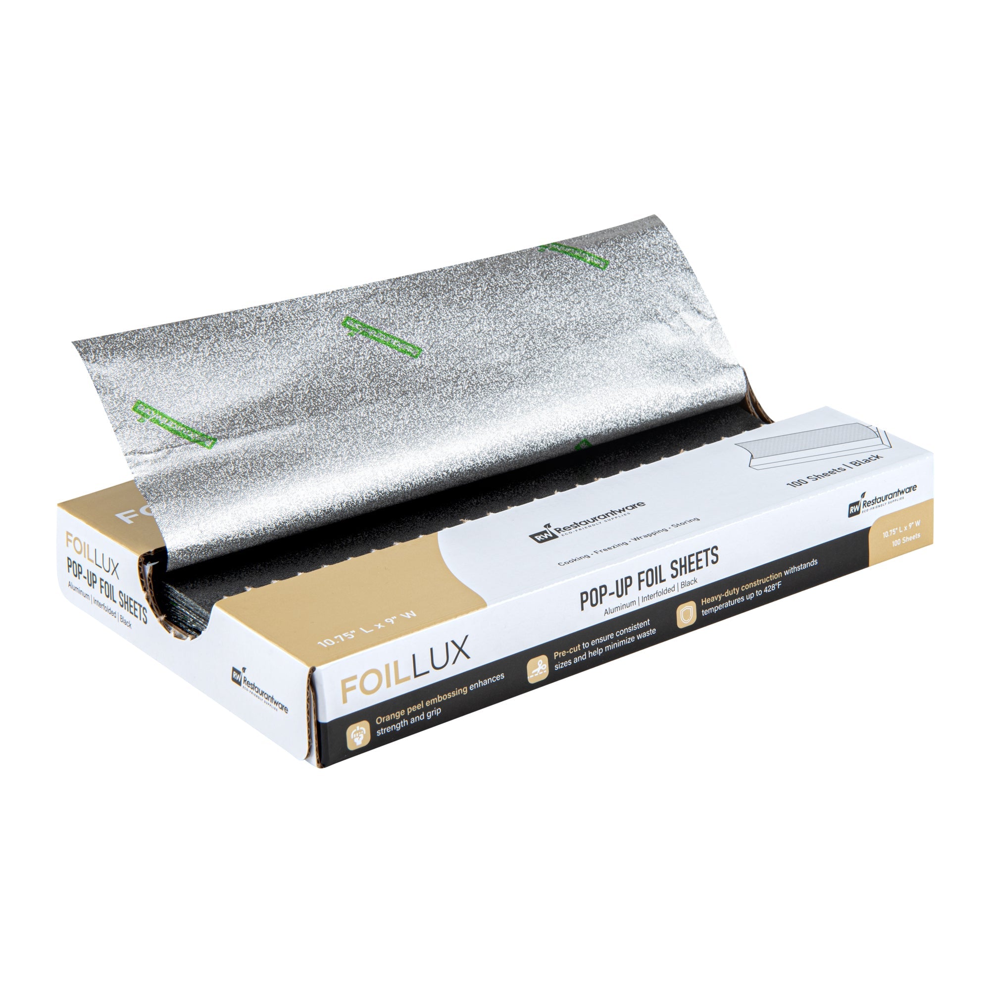 Foil Lux Foodservice Black Aluminum Foil Pop-Up Sheet - Interfolded, Embossed - 10 3/4" x 9" - 2000 count box