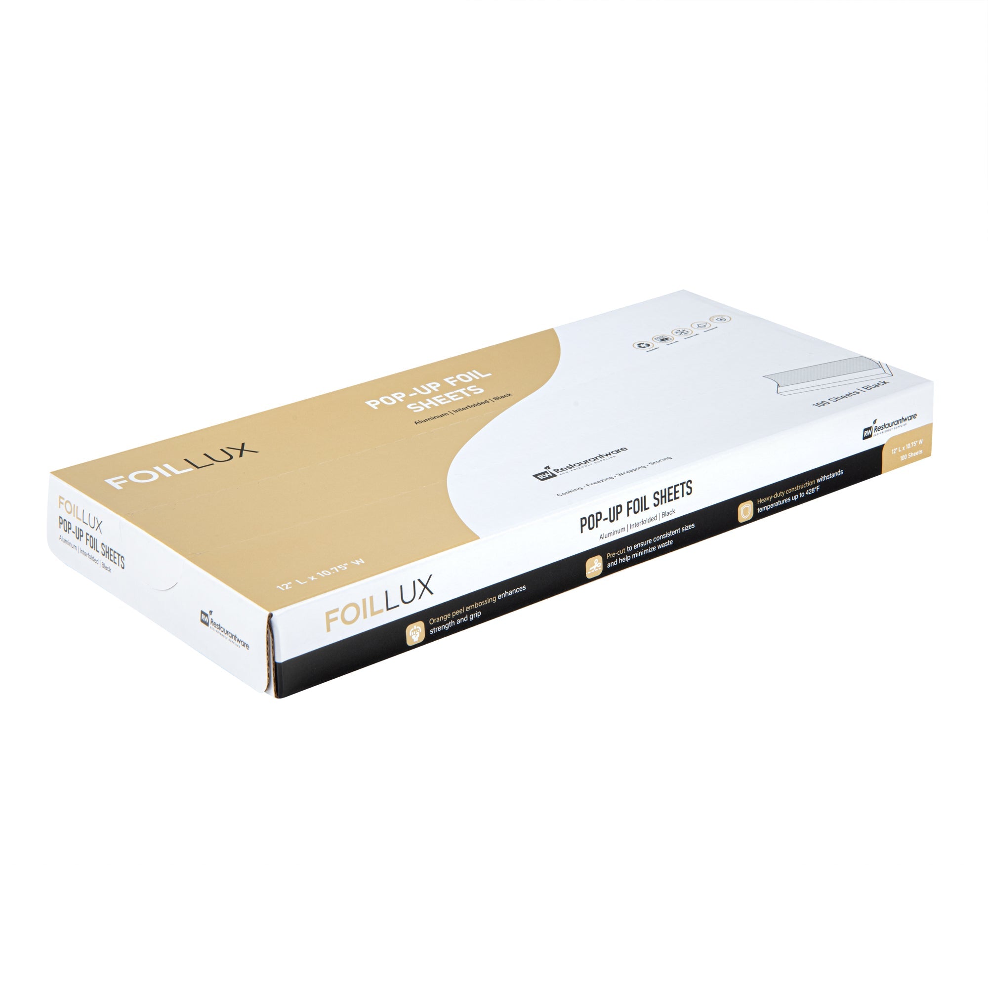 Foil Lux Foodservice Black Aluminum Foil Pop-Up Sheet - Interfolded, Embossed - 12" x 10 3/4" - 100 count box